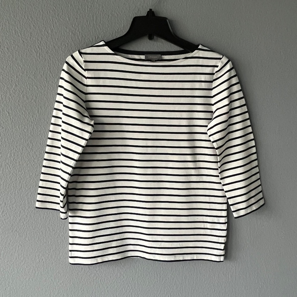 Jaeger - Navy&White Stripe Stretch Top